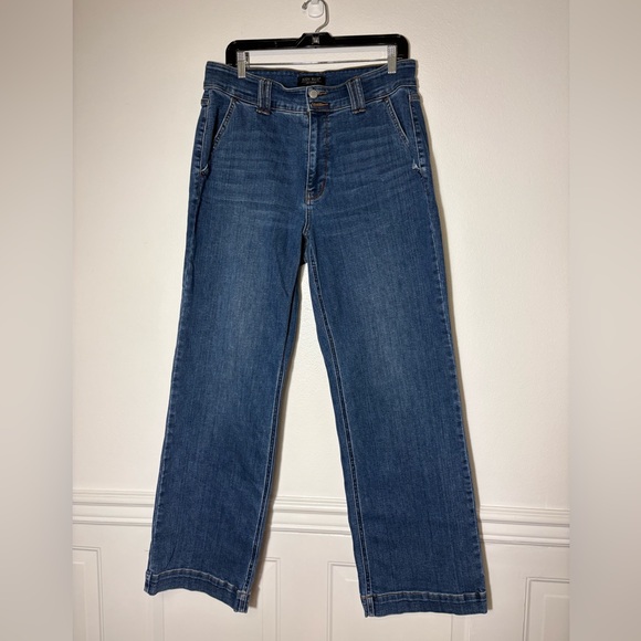 Judy Blue High Rise Wide Leg Jeans Double Button Medium Wash Sz 14W JB82558MD-PL - Picture 6 of 12